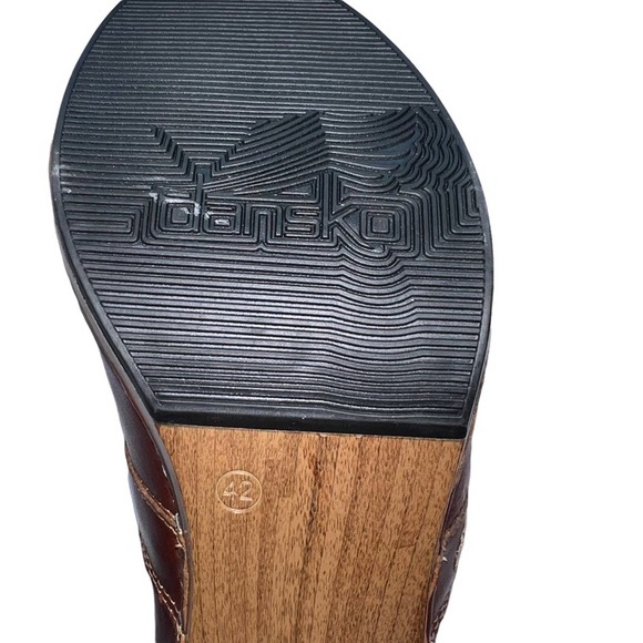 Dansko Brown Leather Mule Wood Clogs Women's Euro 42, US 11 - Picture 6 of 9